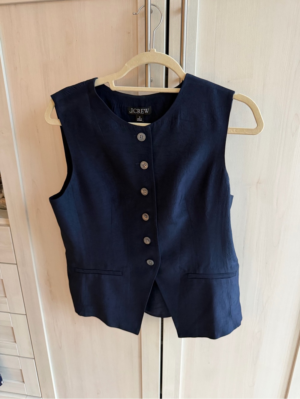 J. Crew Navy Sleeveless Button-Front Vest - Picture 1 of 3